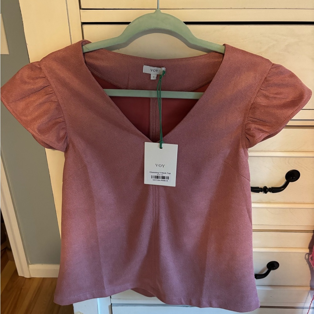 Voy Women's Pink Puff Sleeve Top